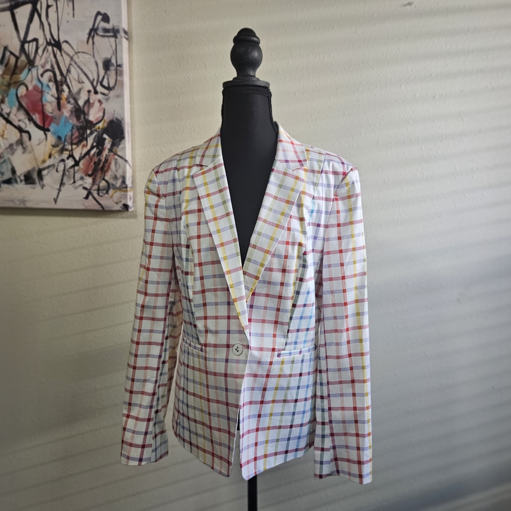 New York & Company Colorful Plaid Blazer